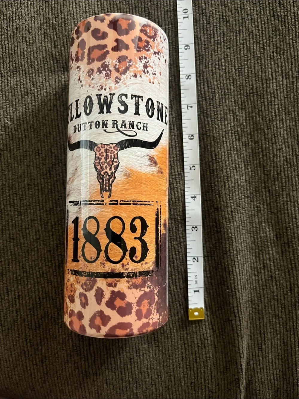 Yellowstone Dutton Ranch 1883 Leopard Print Tumbler - Orange/Brown